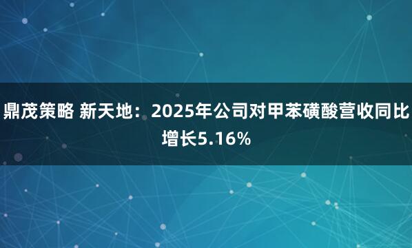 鼎茂策略 新天地：2025年公司对甲苯磺酸营收同比增长5.16%