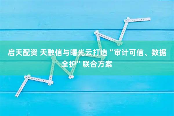 启天配资 天融信与曙光云打造“审计可信、数据全护”联合方案